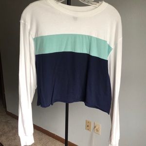 Color Block long sleeve crop top